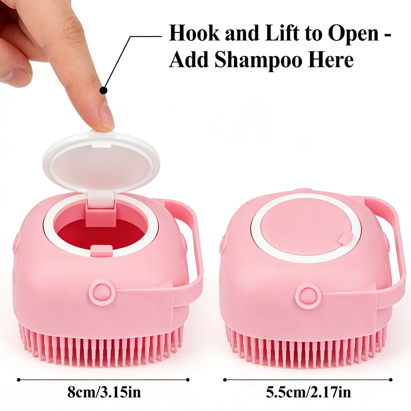 Pet Massage Brush Shampoo Dispenser Soft Silicone Brush Rubber Bristle for Dogs and Cats Shower Grooming Tool
