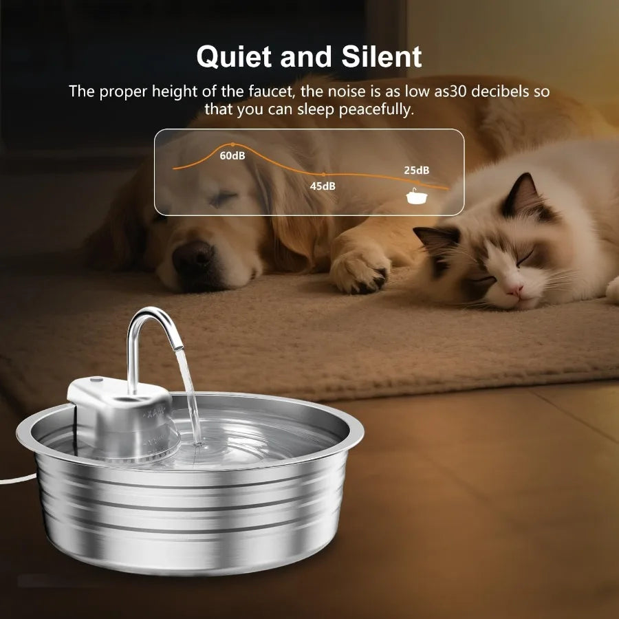 Cat Water Fountain Stainless Steel 135OZ 4L Large Ccity Indoor Pet Water Fountain Ultra-Quiet Pump for Cats Dogs Water Bowl Dis