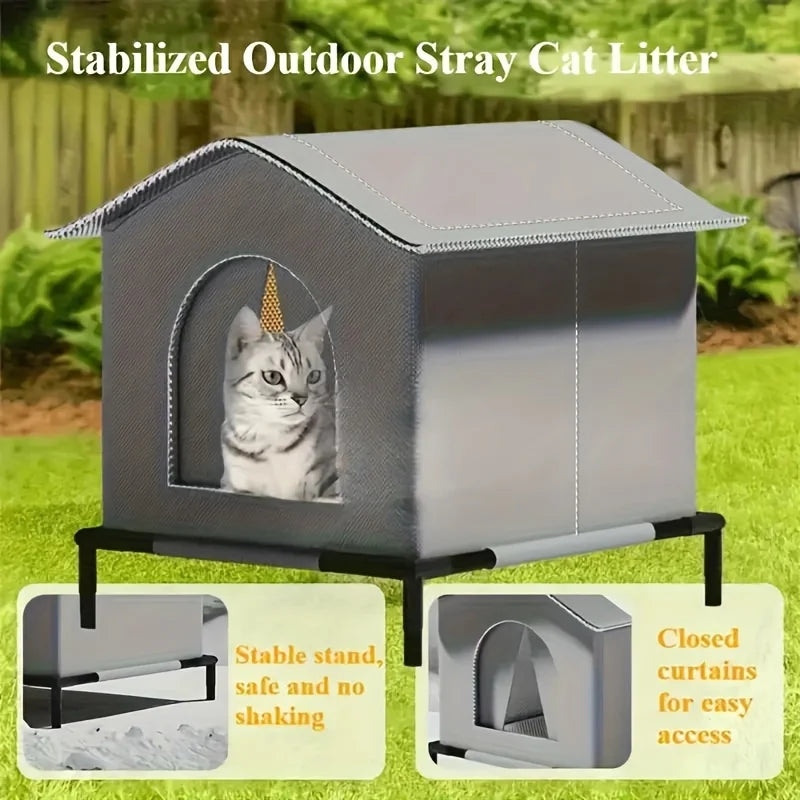 Stray Cat Houses with Mat Waterproof Winter Warm Shelter Foldable Pet Cave Nest Sleeping Beds for Outdoor Cats Small Dog Puppies