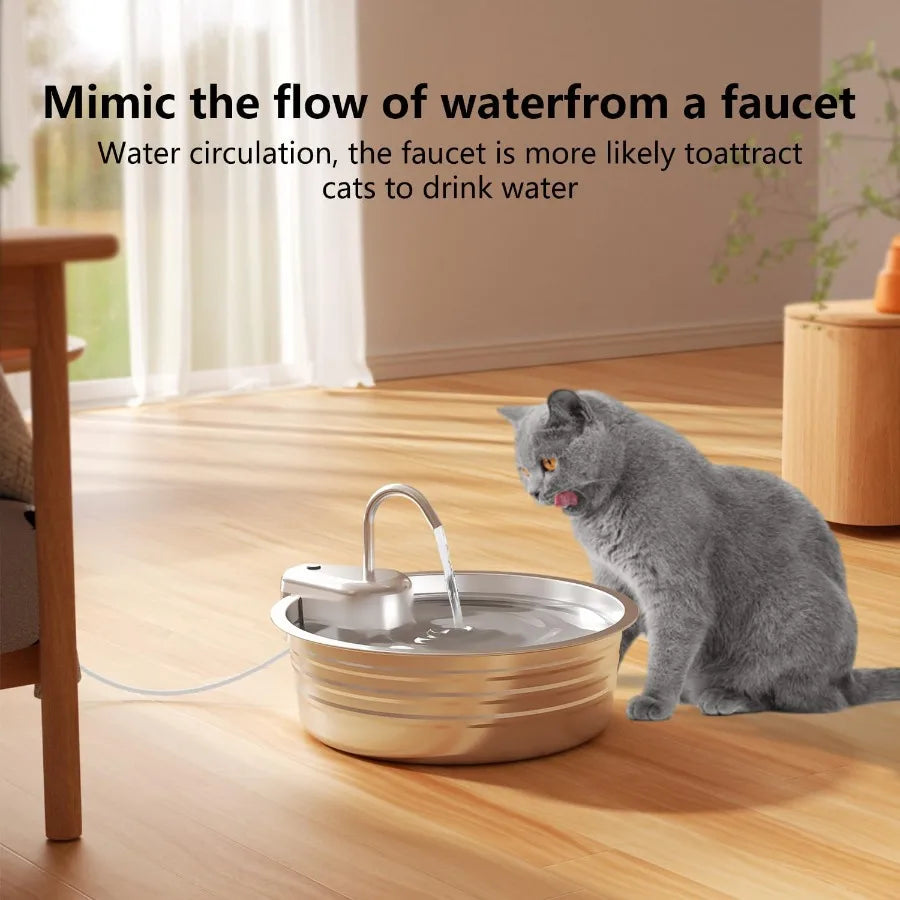 Cat Water Fountain Stainless Steel 135OZ 4L Large Ccity Indoor Pet Water Fountain Ultra-Quiet Pump for Cats Dogs Water Bowl Dis