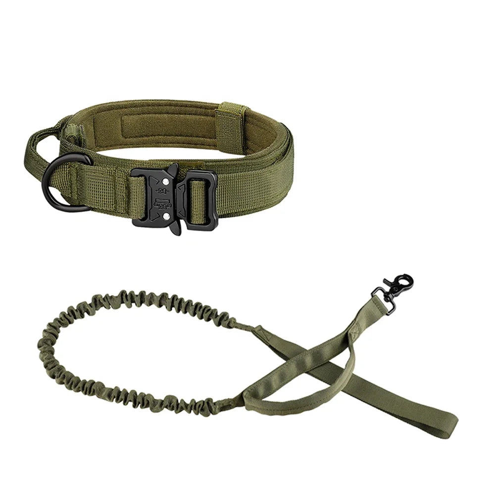 Dog Collar Durable Tactical Leash Set Adjustable Military Pet Collar Leash Medium Large Dog German Shepherd Training Accessories