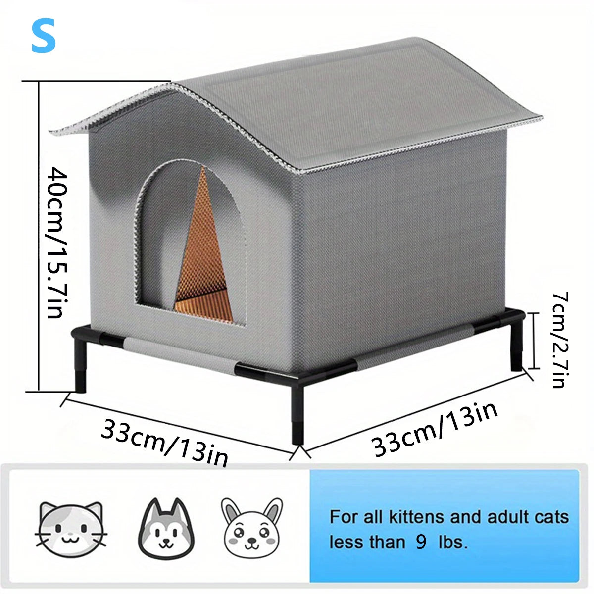 Stray Cat Houses with Mat Waterproof Winter Warm Shelter Foldable Pet Cave Nest Sleeping Beds for Outdoor Cats Small Dog Puppies